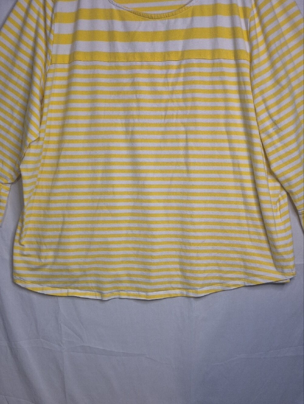 Ruby Rd. Yellow and White Striped Ruffle-Sleeve Top - Picture 5 of 7